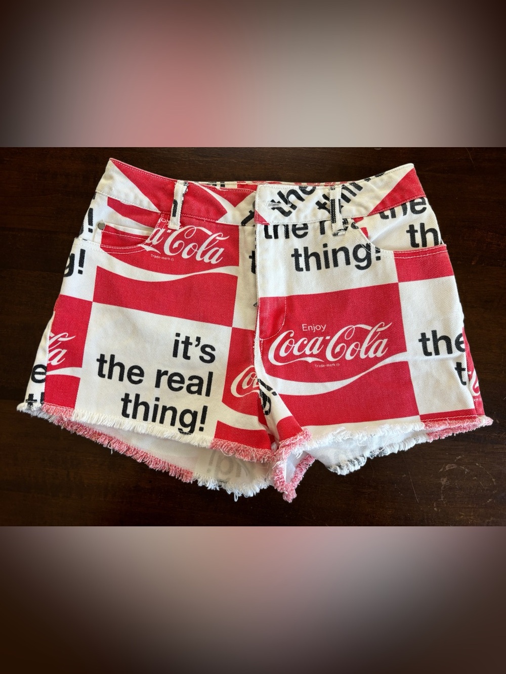 Coca Cola Shorts - Women’s Red/White/Blk, Original Coca Cola Denim Shorts. Sz Sm